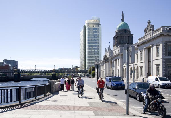 View of the proposed new Liberty Hall Building from Custom House Quay in Dublin