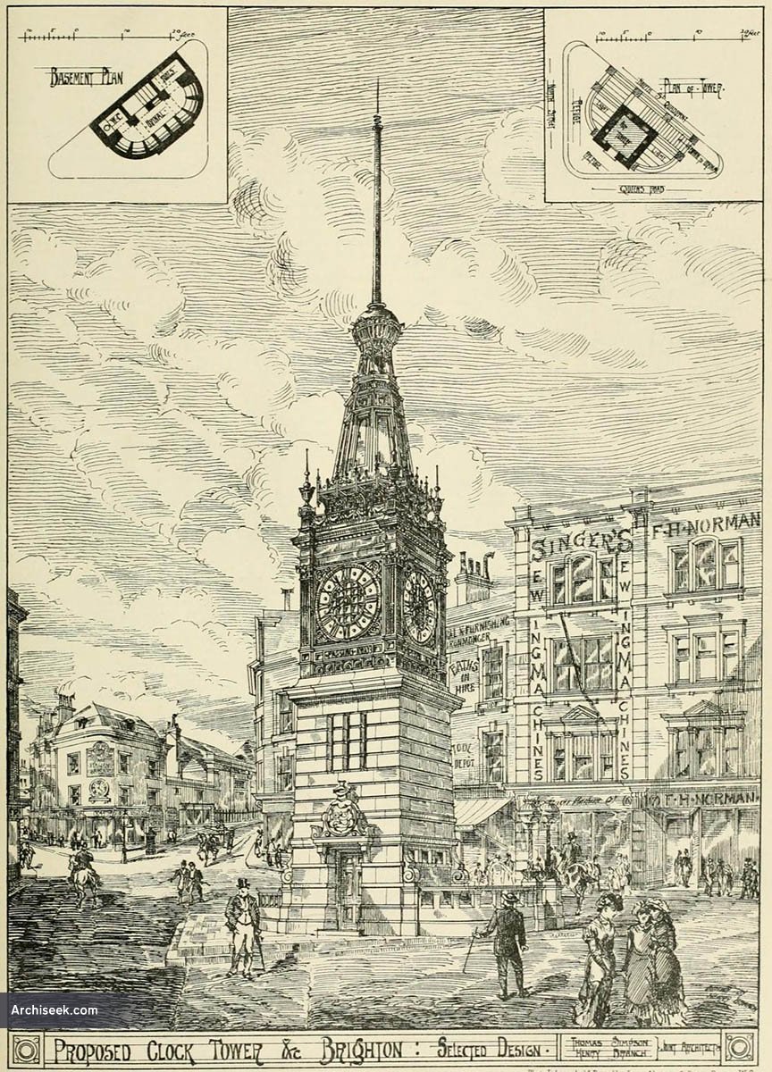 1881 Proposed Clock Tower, Brighton, Sussex Architecture